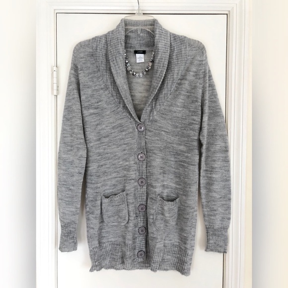 J. CREW Super-Fine Alpaca & Wool Gray Cardigan NEW - Picture 6 of 8